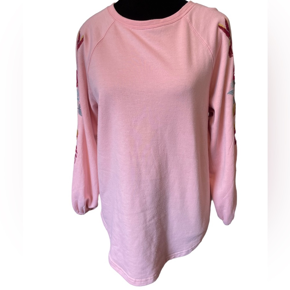 Matilda Jane Blushing Boho Whimsical Embroidered Floral Hummingbird Sweatshirt - Picture 3 of 7